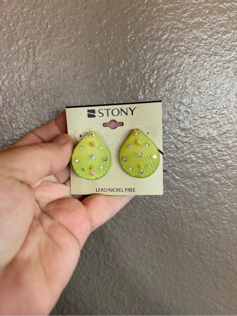 Stony yellow Teardrop Earrings with faux Rhinestones